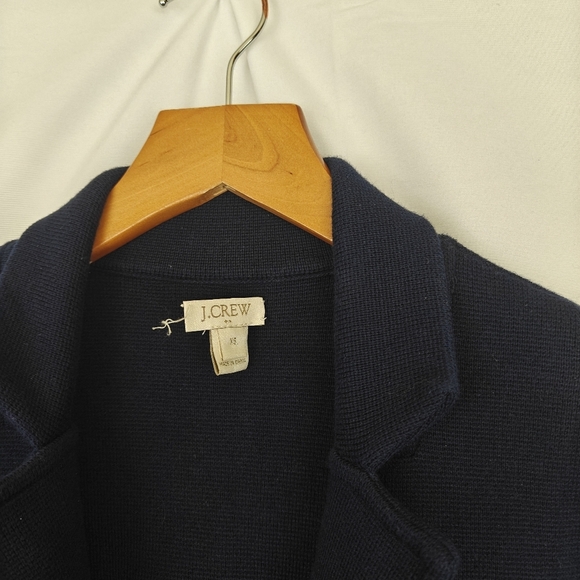 J. Crew Sweater Button Up Blazer In Navy Blue Cotton Size XS Women's - Picture 5 of 9